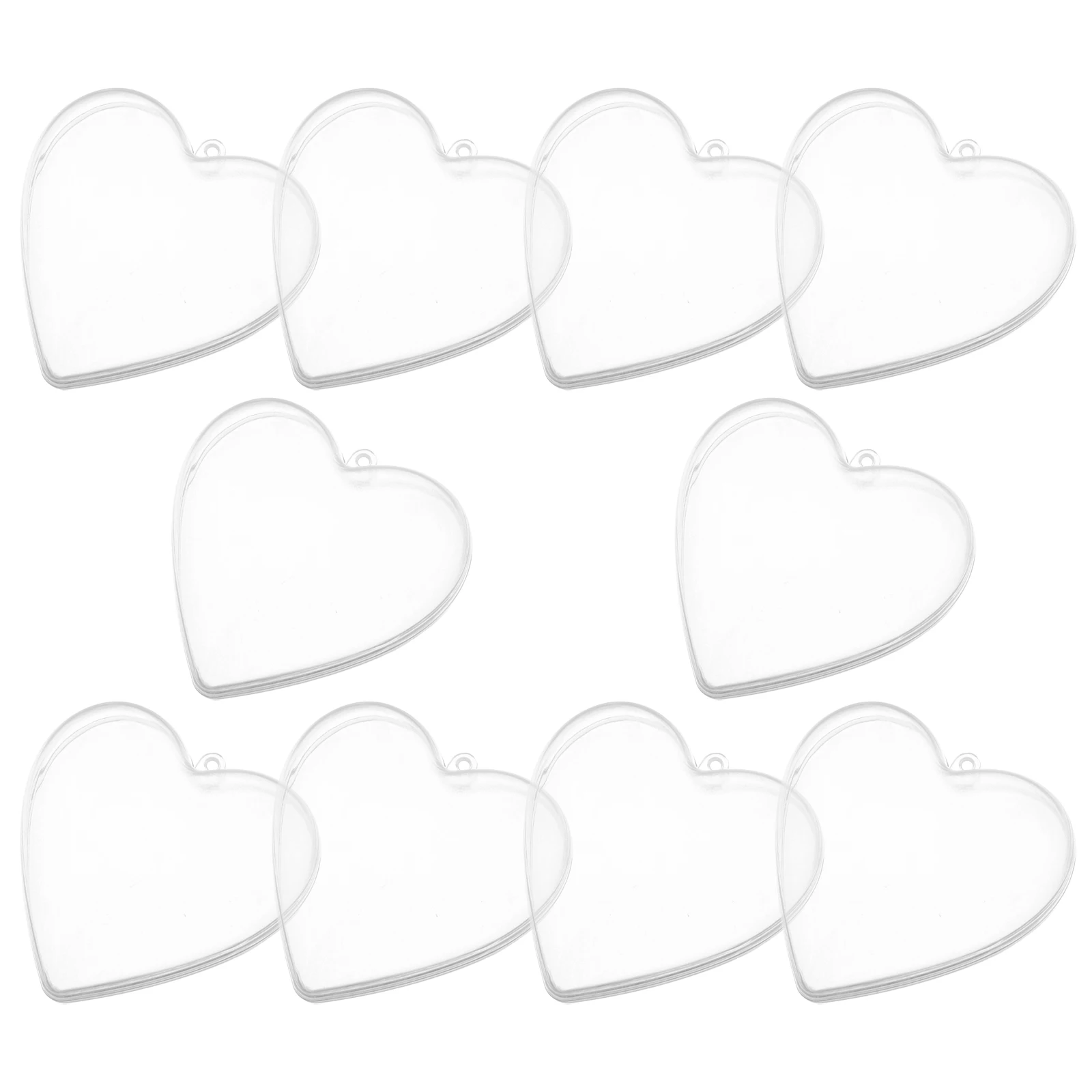 

10 Pcs Hollow Ball Decorations Diy Holiday Heart Shaped Clear Ornaments for Crafts Fillable Empty to Plastic Balls