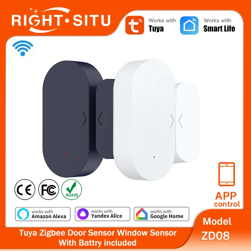 Tuya Zigbee Sensor Door Window Sensor APP Remote Control Work With Alexa Yandex ZHA Zigbee2Mqtt Required Tuya Zigbee Hub
