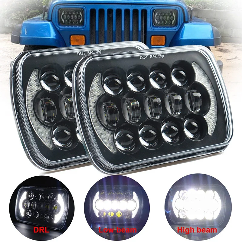 

Универсальные квадратные передние фары для Jeep Cherokee XJ Wrangler YJ Motocross 4x4 GM "5X7" 7x6"