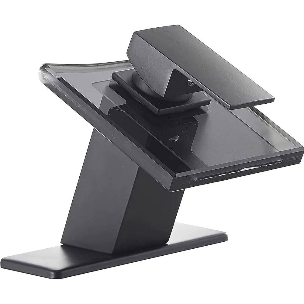 

Black Glass Waterfall Bathroom Faucet, 1-Hole Single Handle Modern Vanity Mixer with Supply Lines (Deck Mounted)