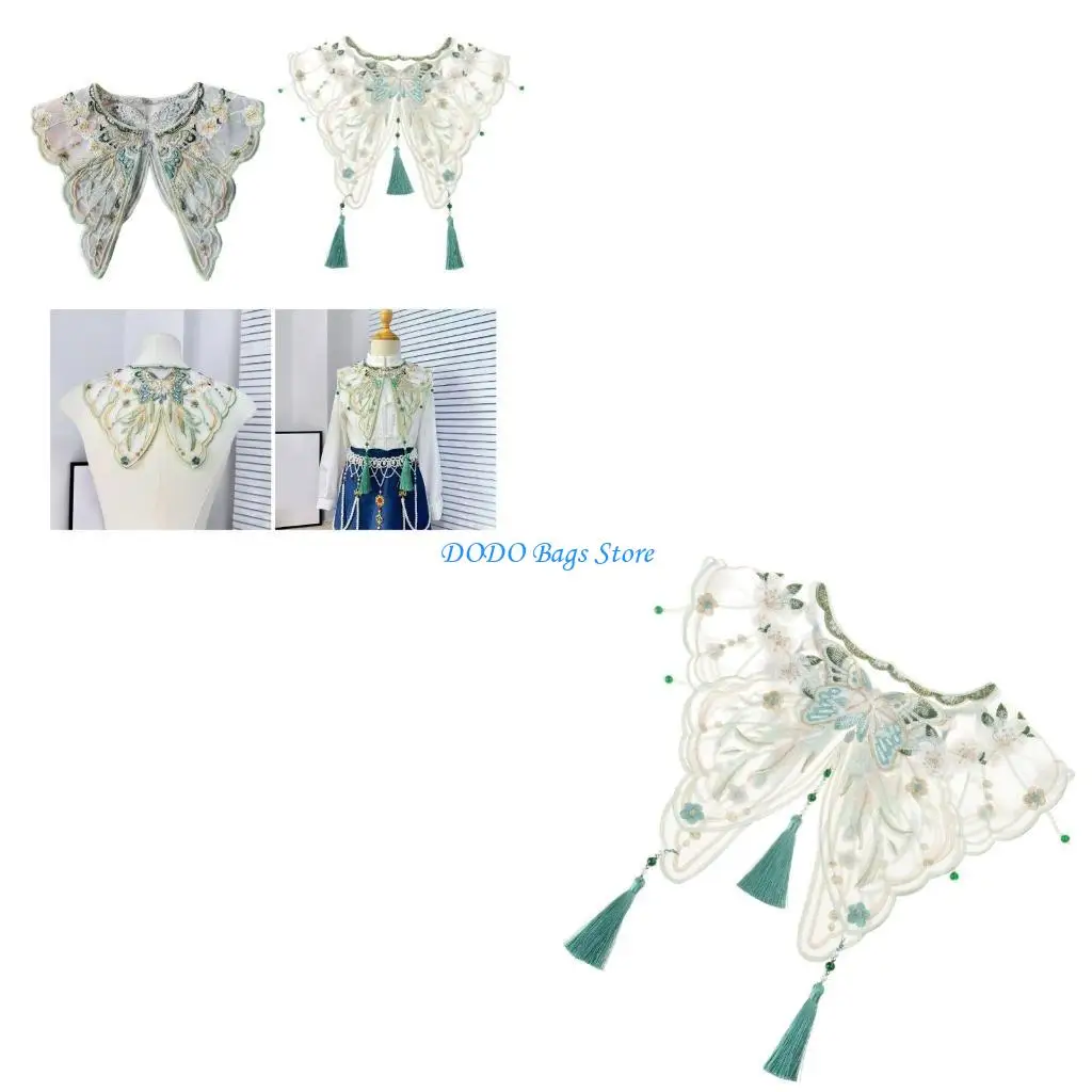 

Съемный накладной воротник, китайская вышивка, бабочка, жемчужные кисточки, шаль Yunjian