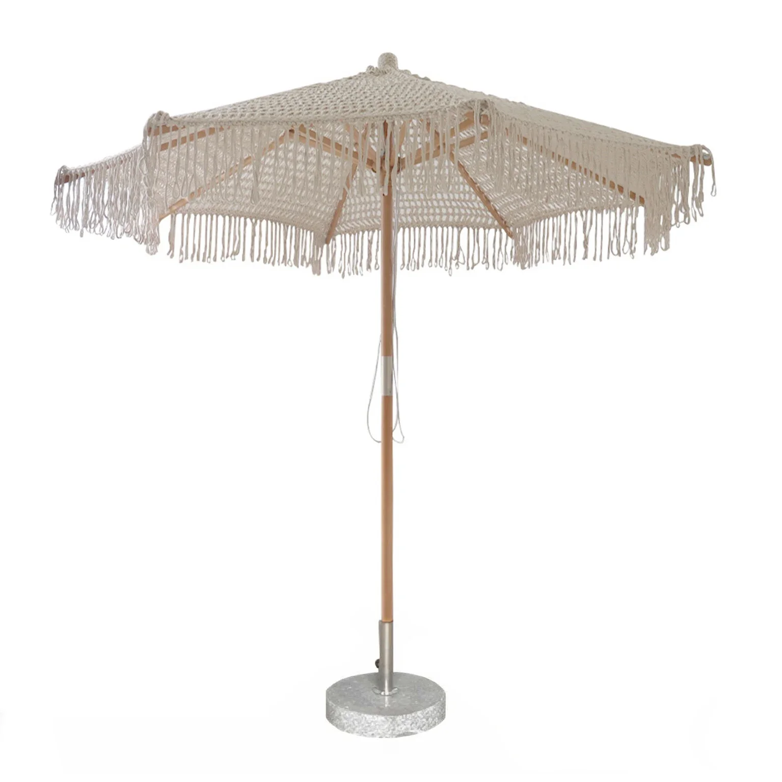 Handmade Macrame Crochet Foldable Waterproof Umbrella With Modern Design For Hotel Outdoor Use Stylish Beach Garden Shade