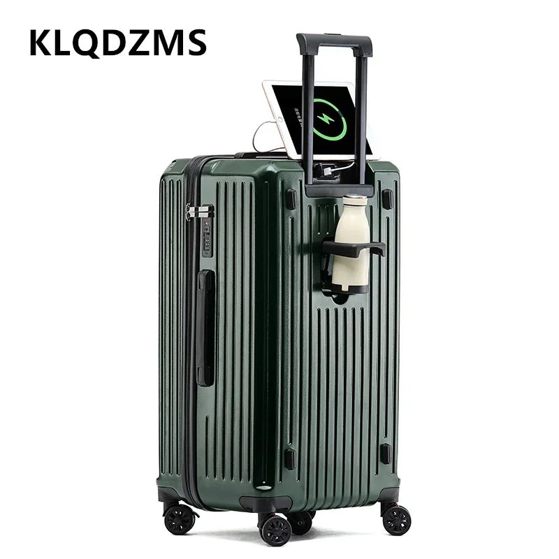 KLQDZMS-Valise à roulettes PC de grande capacité pour hommes et femmes, boîte d\'embarquement de chargement USB, bagages à main, 20 \