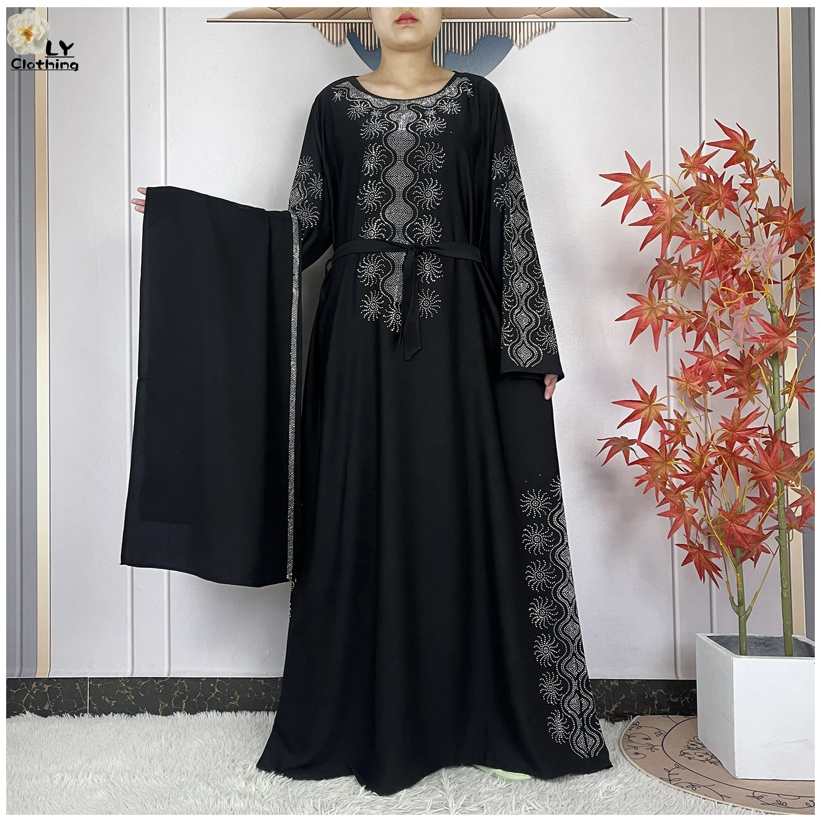 2025 Women Elegant Party Dress Dubai Outfits Long Sleeve Women Dashiki Muslim Women Loose Chiffon Comfort Fabric African Abaya