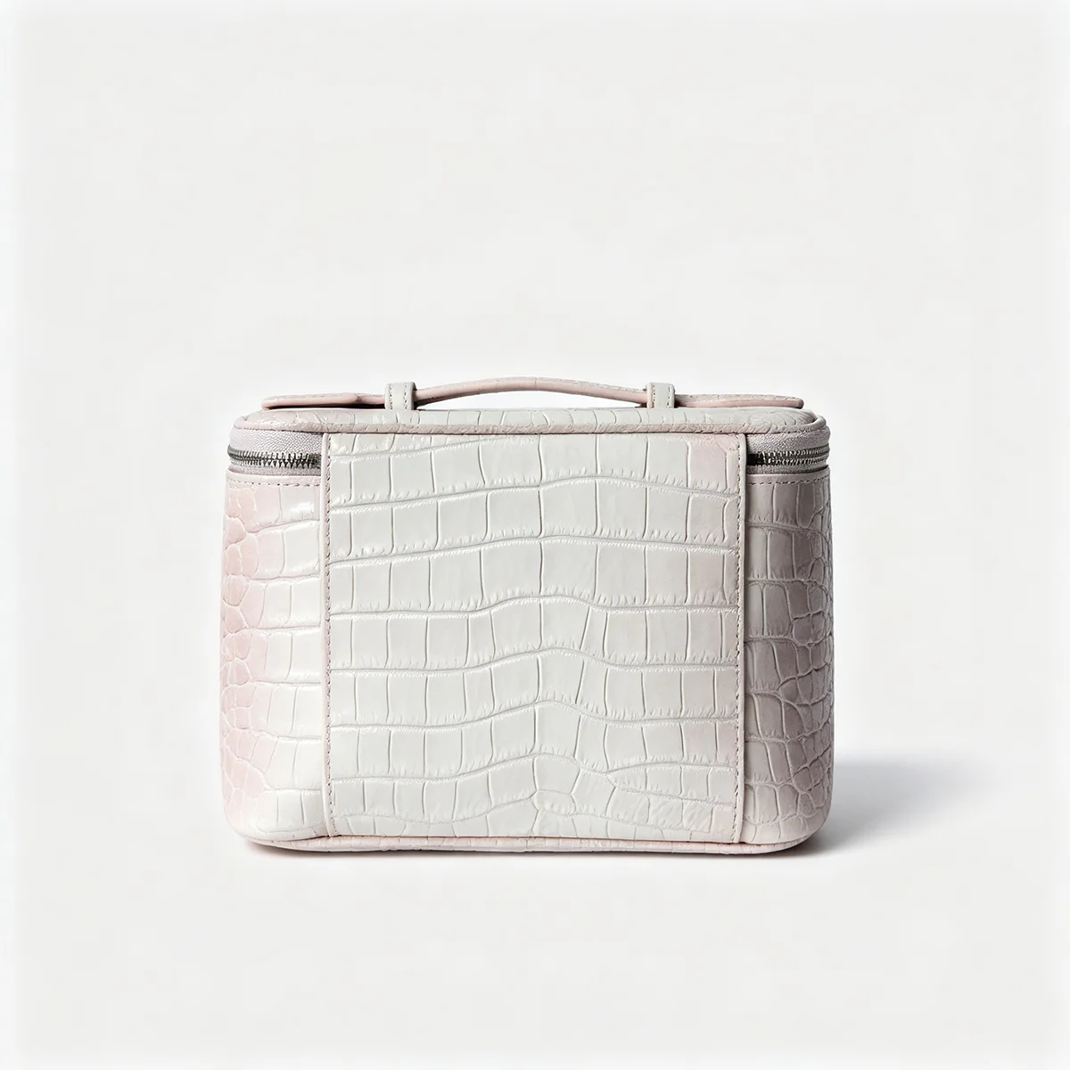 Große Kosmetiktasche aus echtem Leder für Damen, mit Krokodilprägung, als Make-up-Organizer und Reise-Toilettentasche mit integriertem Spiegel, Neu – Detail 10