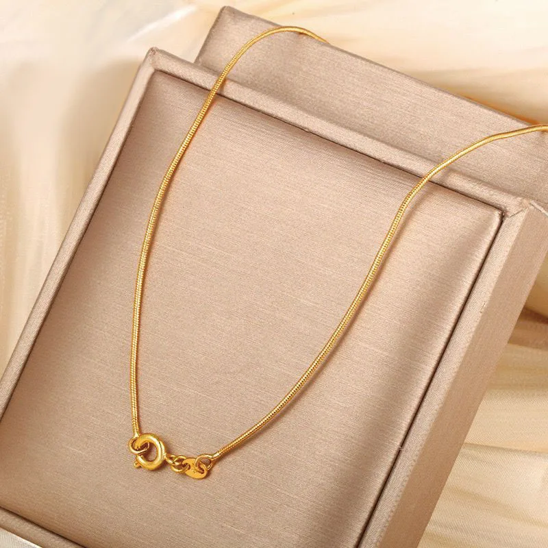 مجوهرات XP --(45 سم 50 سم × 1 مم) 24 قيراط مطلية بالذهب الخالص ثعبان سلسلة القلائد للرجال والنساء مجوهرات الأزياء