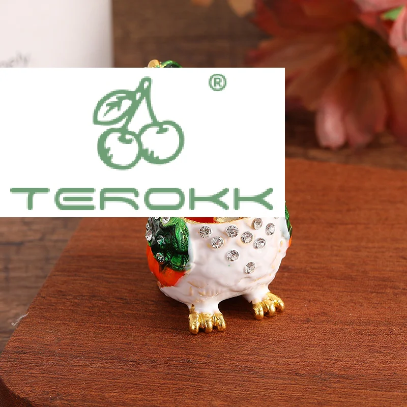

1pc Colorful Rhinestone Owl Jewelry Box, Enamel Mini Box, Exquisite Desktop Ornament Storage Box For Jewelry Storage