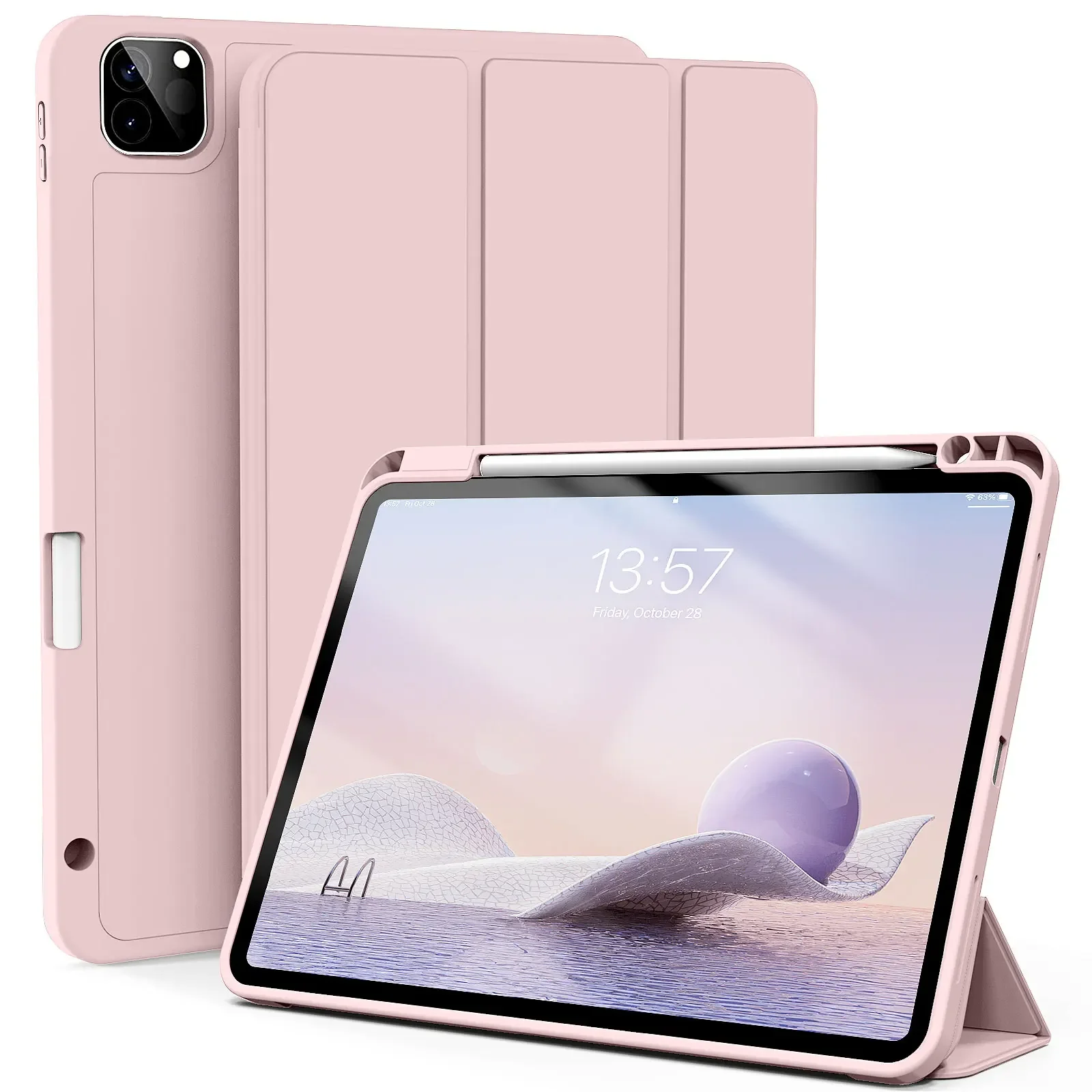 

ZOYU для iPad Pro 11-дюймовый чехол 4/3/2-го поколения с держателем для карандашей, для iPad Air 4/5-го поколения 10,9 mini 6, смарт-чехол с тройной подставкой
