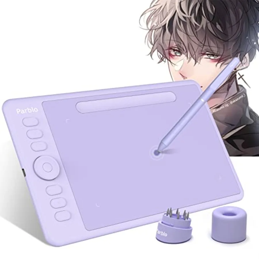 Graphic Drawing Tablet with Drawing Glove 8192 Levels Battery-Free Stylus, 7 x 4 Inch Drawing Pad for Computer, Design and Onli