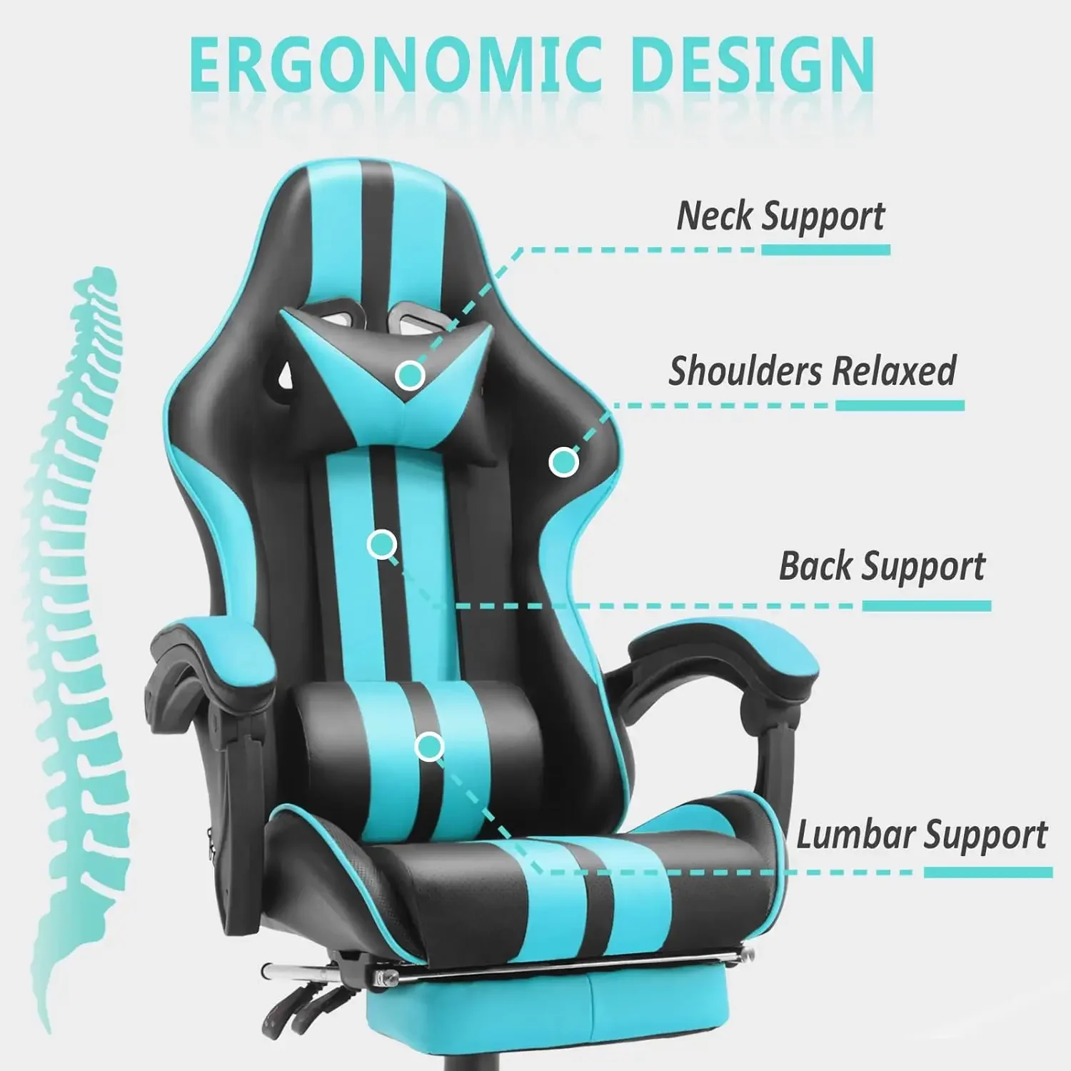 Miami Blue Gaming Chair, Gamer Chair, PC Gaming