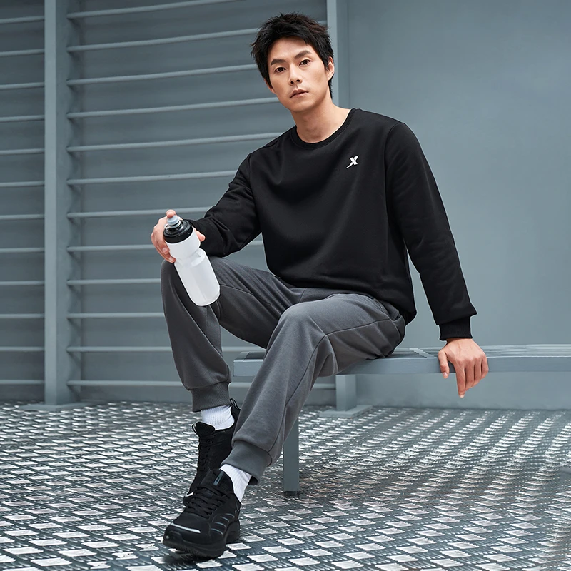 Xtep Pullover Sweater For Men  Winter Round Neck Keep Warm Sweatshirt Comfortable Loose Training Trendy Tops 876429930132