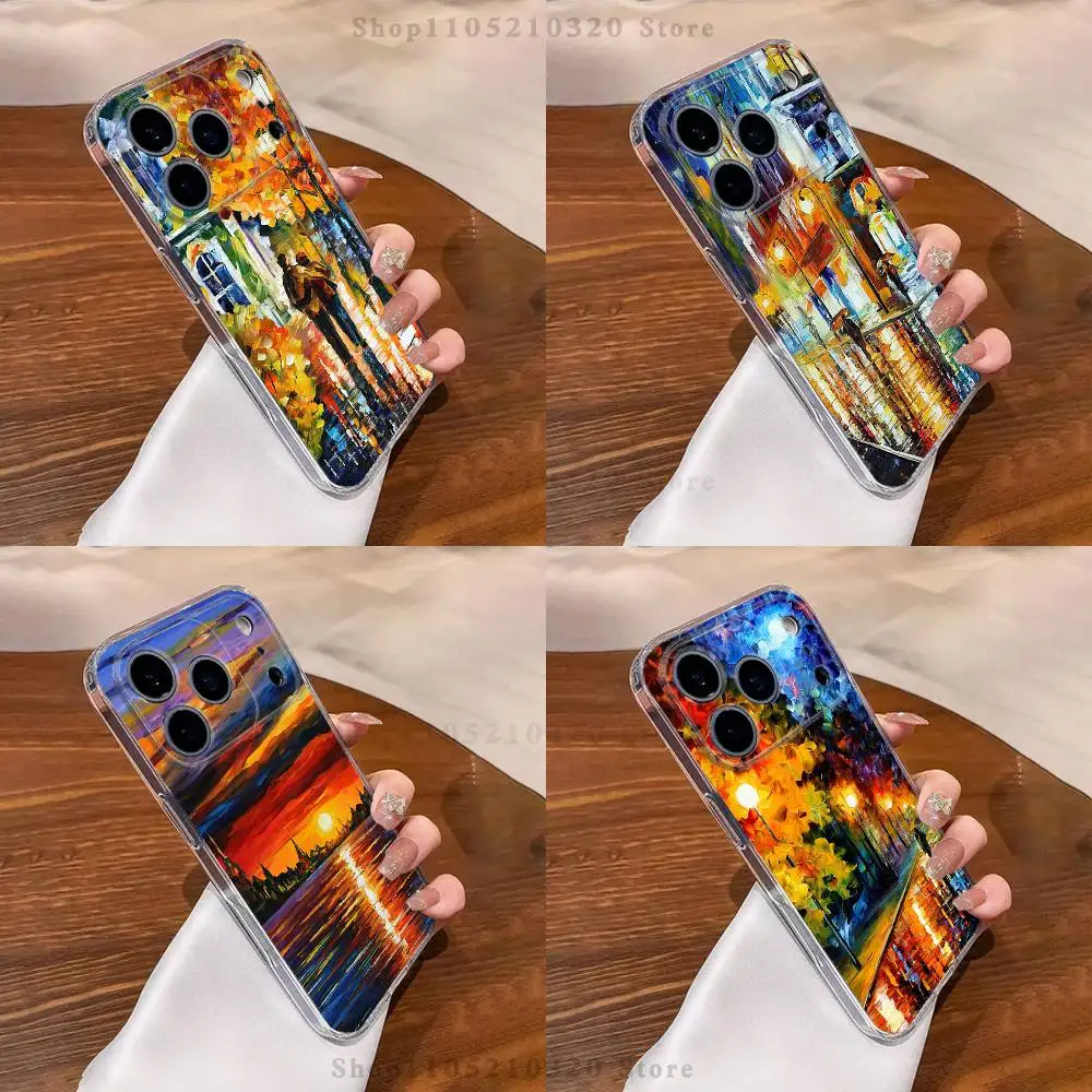 

L-Leonid A-Afremov Oil Painting Phone Case For iPhone 17,16,15,14,13,12,11 Pro,Max,Plus,XR,Mini,E Clear Full-coverage Soft Cover