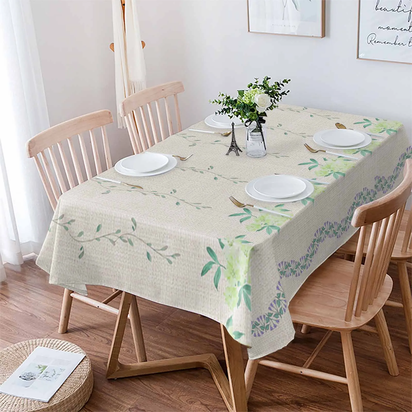 Vine Leaf Flowers Waterproof Tablecloth For Table Kitchen Decorative Coffee Cuisine Party Table Cover