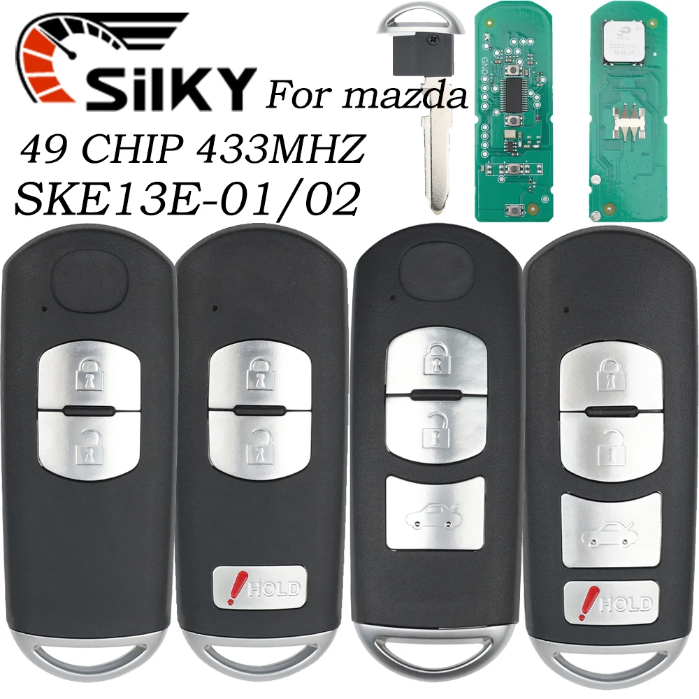 

SilKY SKE13E-01/02 Universal ID49 Chip 433MHz Proximity Car Key Remote for Mazda 3 6 CX-5 MX-5 CX-3 Axela Intelligent Remote Key