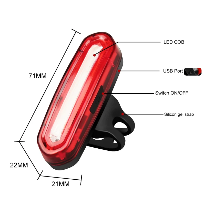 Bicycle Taillight MTB Light Bike Rear Light USB Rechargeable LED Cycling Bike Warning Light Mountain Bicycle Lamp Accessories