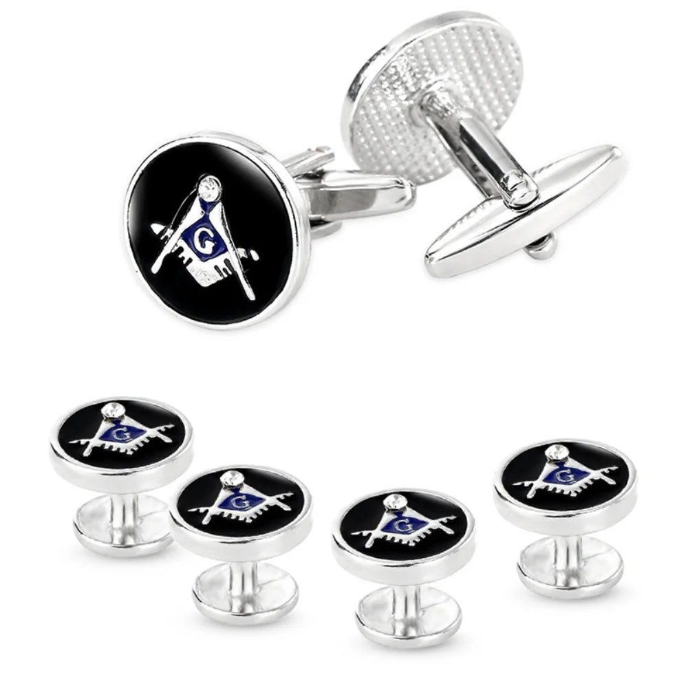 3 Pairs of Masonic Round Oil-drip Cufflinks Gentlemanly French Shirt Cufflink Set Pins Shirt and Suit Decorative Accessories