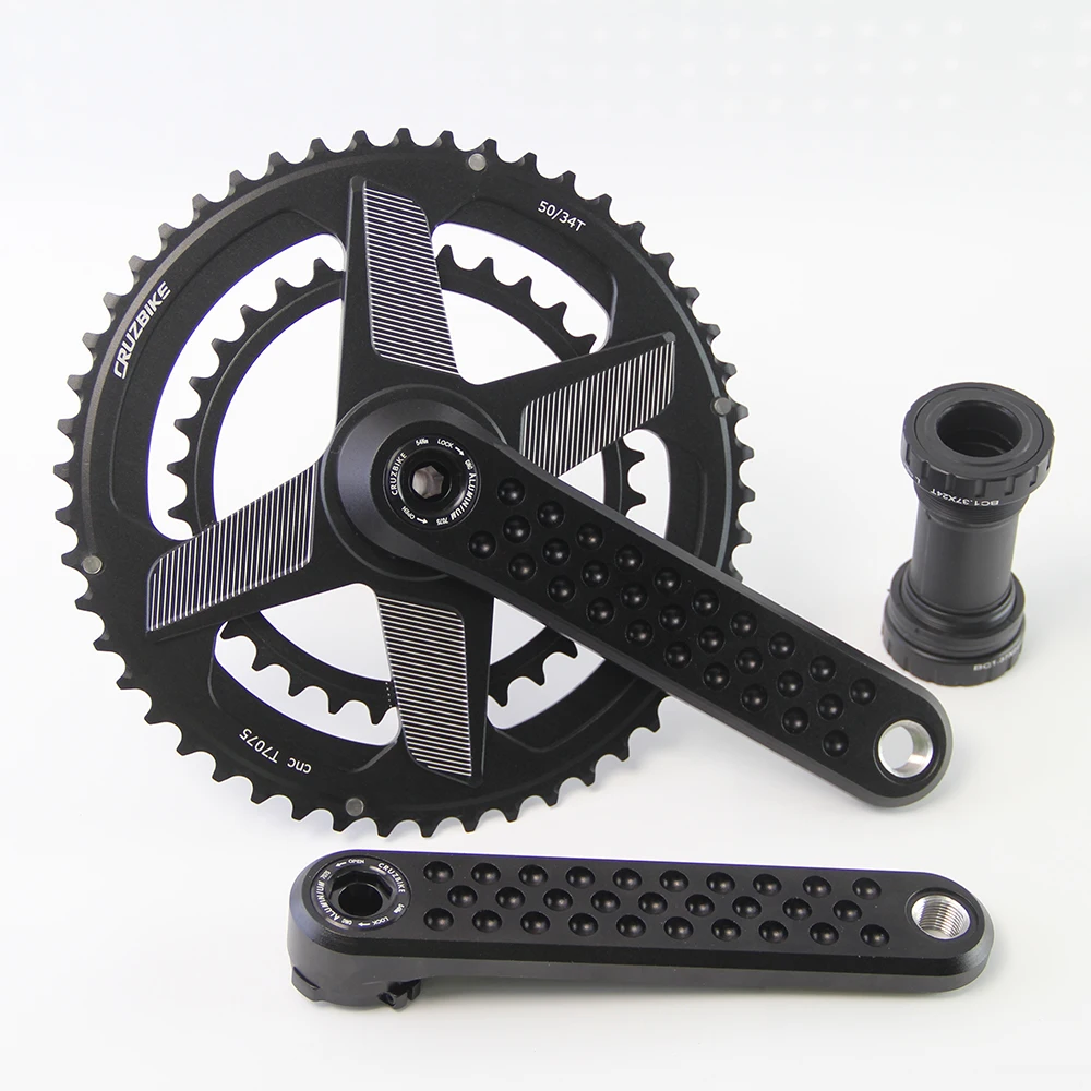 CRUZbike Road Bike Crankset 155/160/165/170/175mm Bicycle Crank 9/10/11/12 Speed Double Chainring with Bottom Bracket