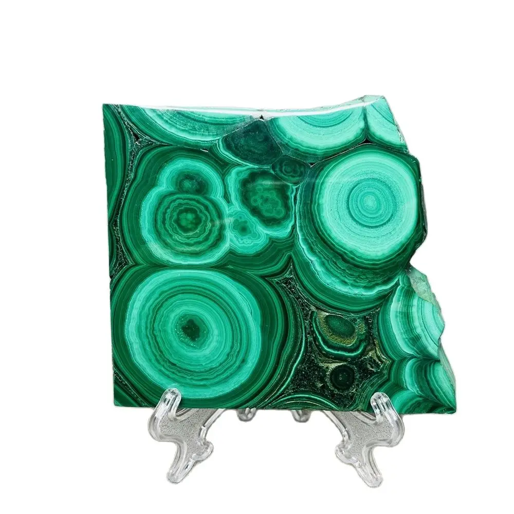 

Super Gem Natural Mineral Specimen Malachite Slice Rune Pattern Home Room Decoration Spiritual Meditation Stone Healing Chakra