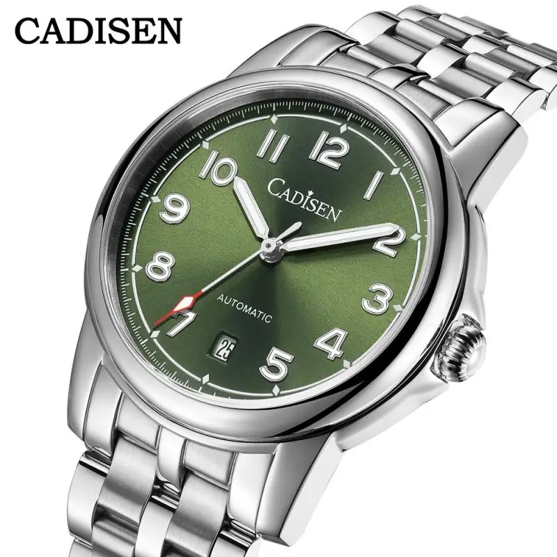 Cadisen For Mens Watch Male Automatic Mechanical Wristwatch Japan Miyota 8215 Movnt Sapphire Crystal Date Stainless Steel Clock