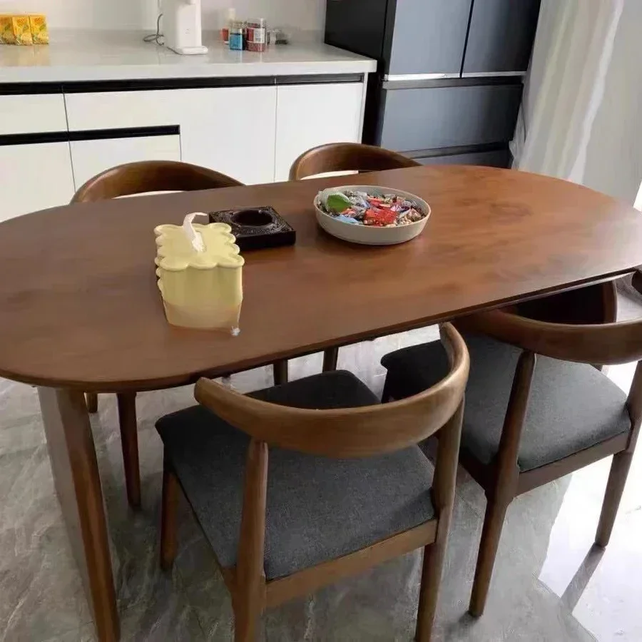 

Скандинавский простой индивидуальный обеденный стол, дизайнерский овальный обеденный стол из массива дерева, отель, кафе, ресторан, мебель для дома на заказ Mesa