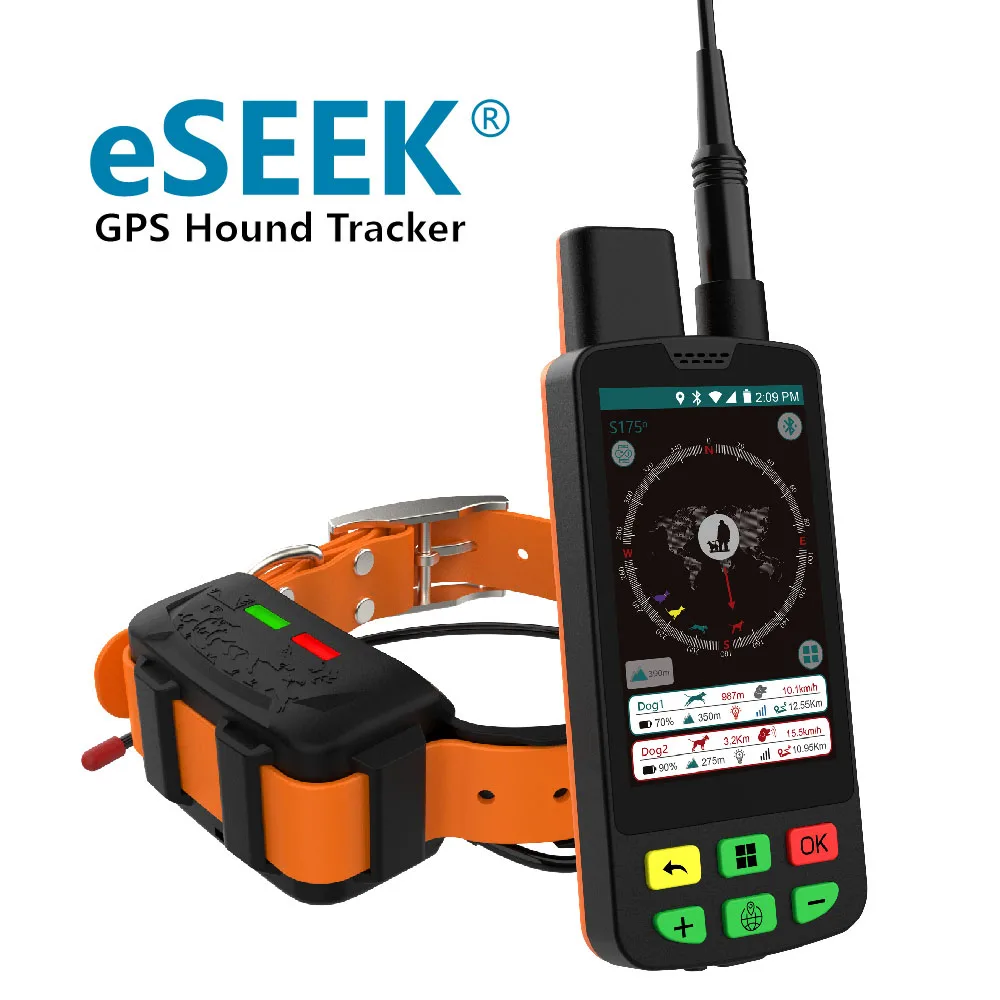 ESEEK Hunting Dog Hunter Mental Alarm Locators Collar Waterproof 4g/VHF Hunting Led Dog Collar With Handheld