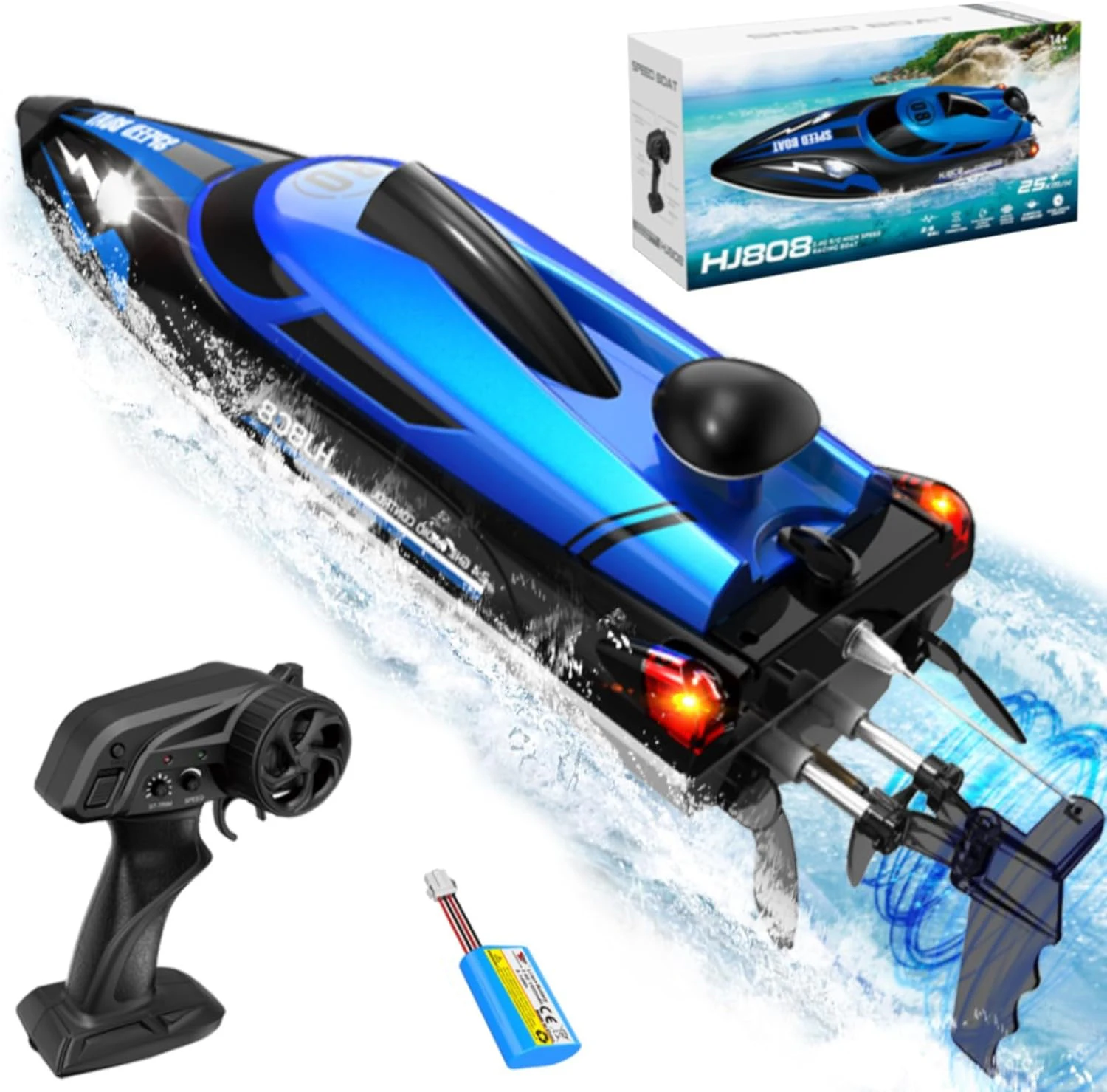 

HJ808 RC Battery Boat 2.4Ghz 25km/h High-Speed Remote Control Racing Watercraft RC Speedboat Children Toys