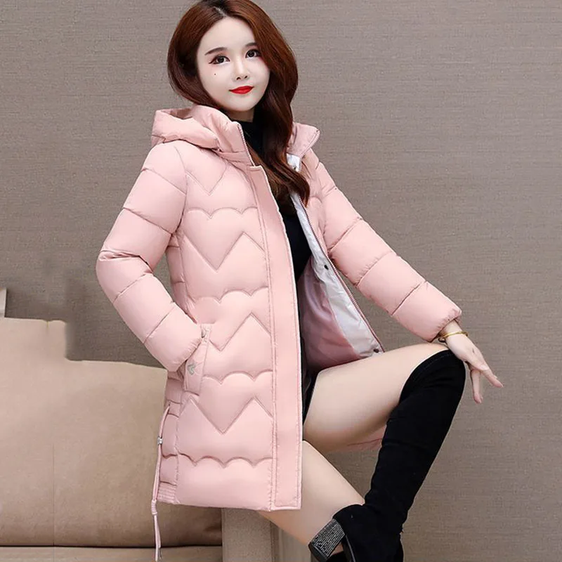 

Новинка, женская теплая куртка с подкладкой на осень и зиму, корейское свободное пуховое хлопковое пальто, Повседневная Длинная парка с капюшоном, пальто, женская одежда 4XL