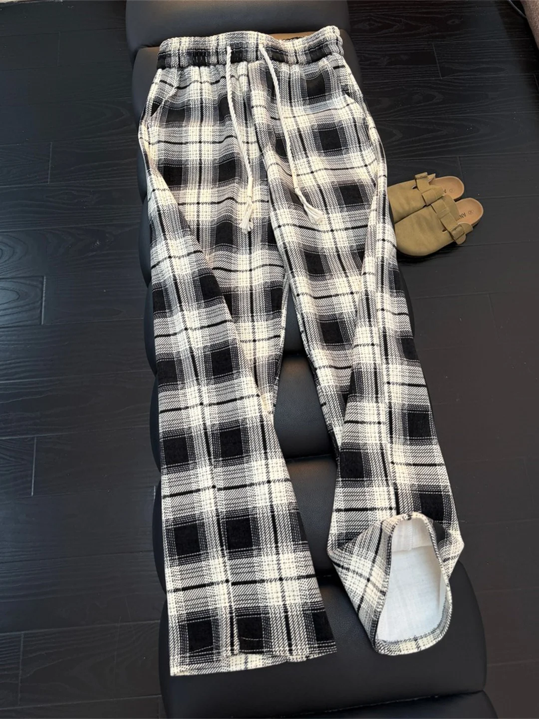 

Мужские брюки в американском ретро-стиле, клетчатые, на флисовой подкладке, прямые, повседневные, осенне-зимние, винтажные, широкие, плотные