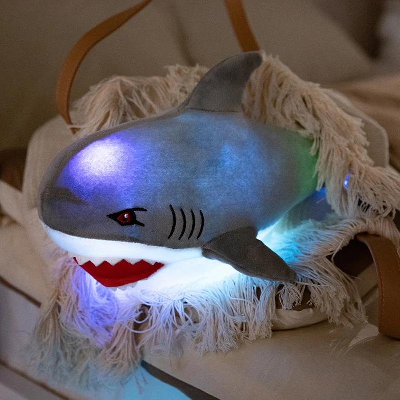 luminous Cartoon Shark Killer Whale Plush Toys Cute Lovely Shiny Soft Stuffed Dolls Boys Girls Gift Car Home Decoration Pillow