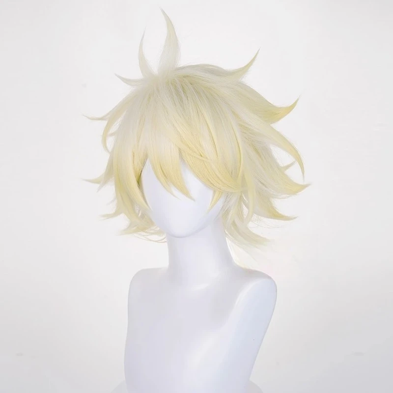 Jogo honkai: star rail phainon peruca cosplay hsr chefe phainon 32cm dourado cabelo curto festival festa de halloween adereços para mulheres homens