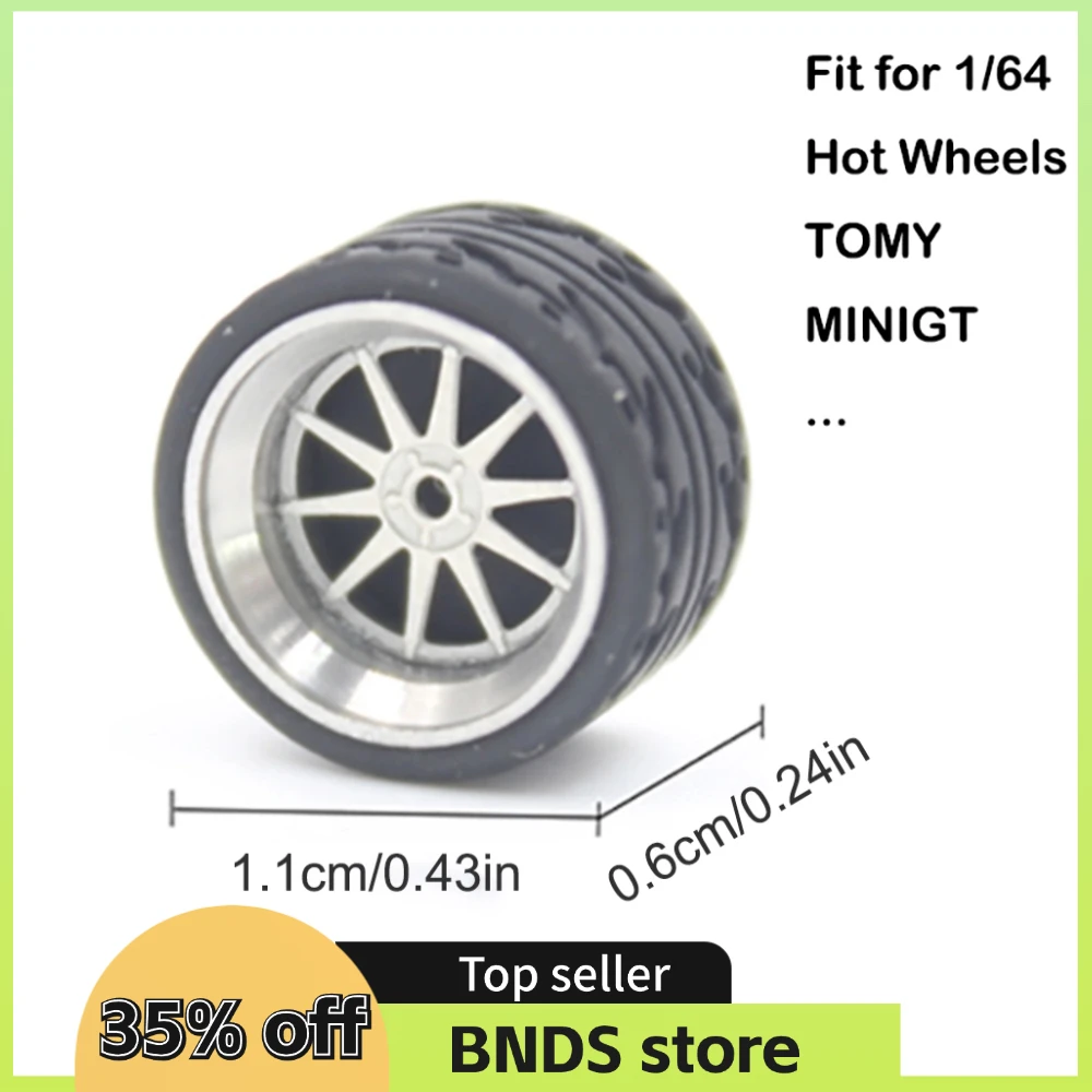 Carlomo 1/64 Wheels for Model Car N-Class Detail-up Sets With Rubber Tires Assembly Rims Tomica Hot Wheels 4pcs Set