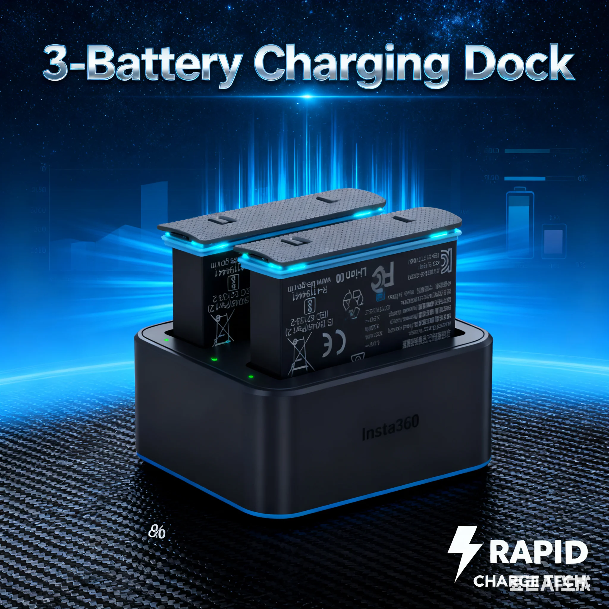 

Тройное зарядное устройство для Insta360 X4 — защита от быстрой зарядки PD, интеллектуального питания и перезаряда