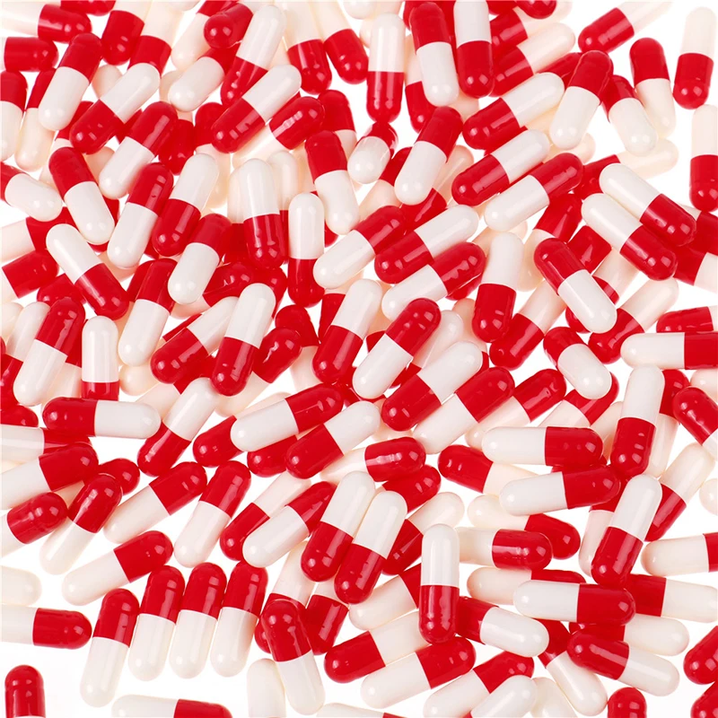 1000Pcs Empty Hard Gelatin Capsule MedicineCapsule Red And White Empty Pill