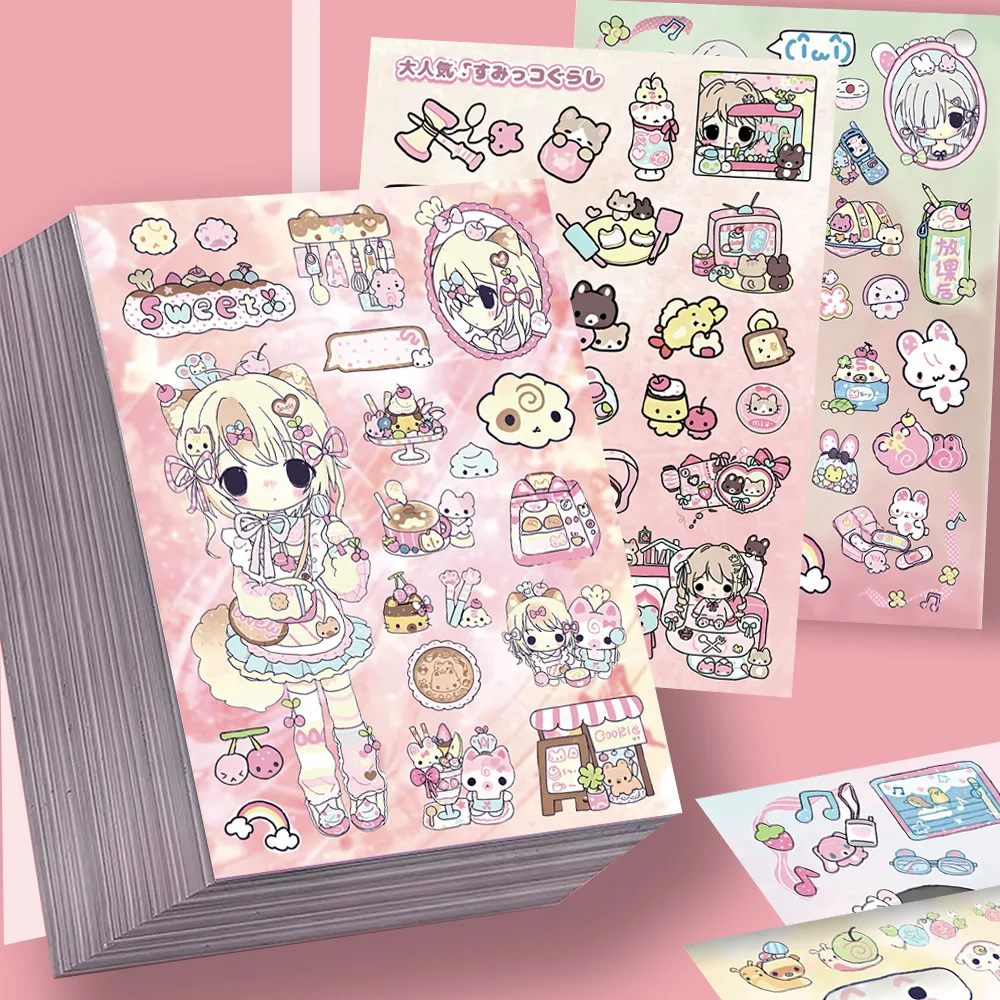 8Pcs Sweet Girl Waterproof Decor Stickers Multi-scene DIY Collage Decals