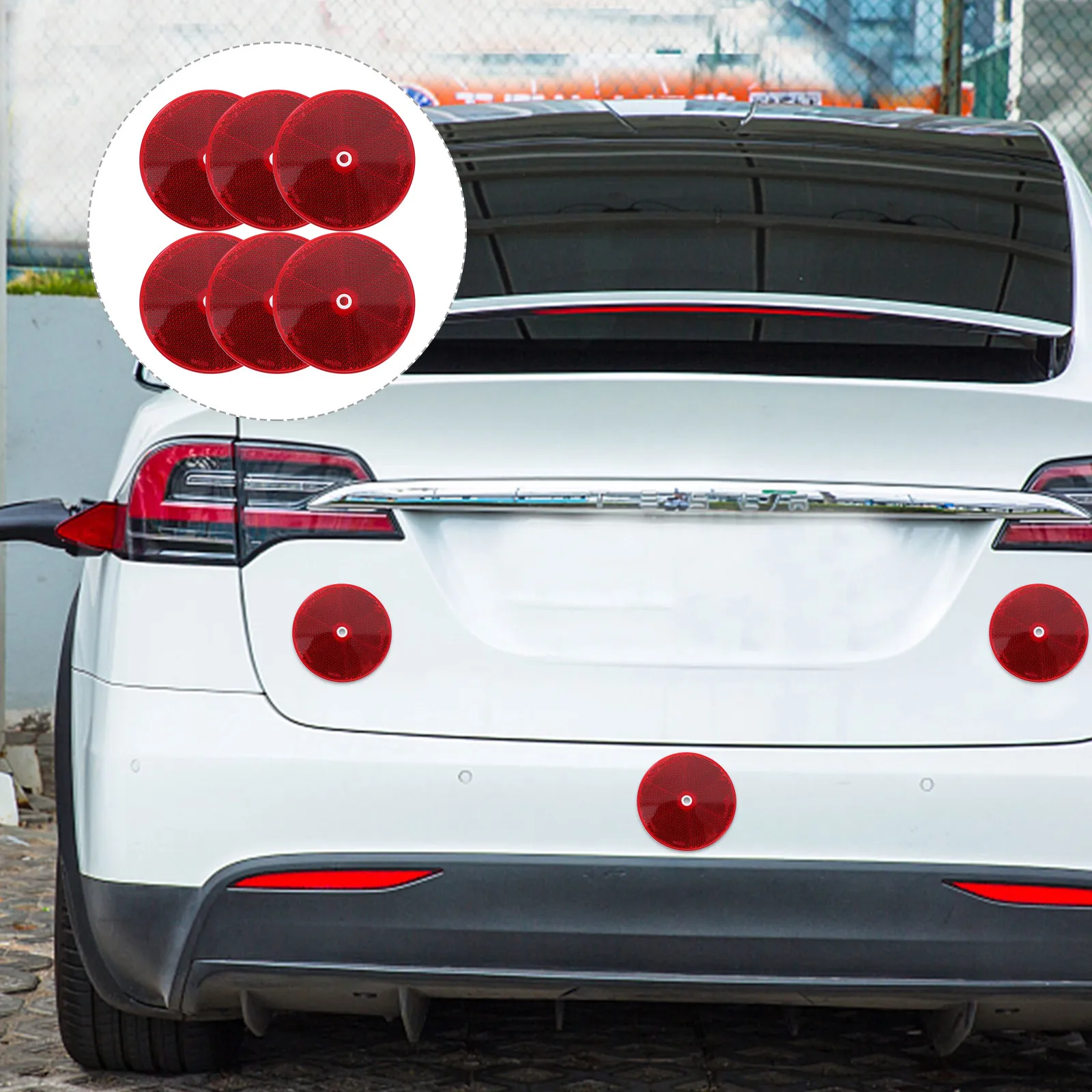 

6pcs Reflectors Round Front Stick-On For Trailers Trucks Rvs Campers Bikes Motorcycles Boats Mailboxes Fences Gates