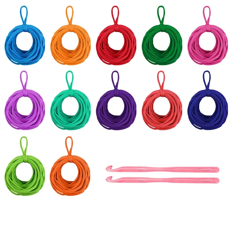 

192Pcs Loom Potholder Loops Weaving Craft Loops 7 Inches Potholder Loops With 2 Pcs Crochet Hook For DIY Crafts Supplies