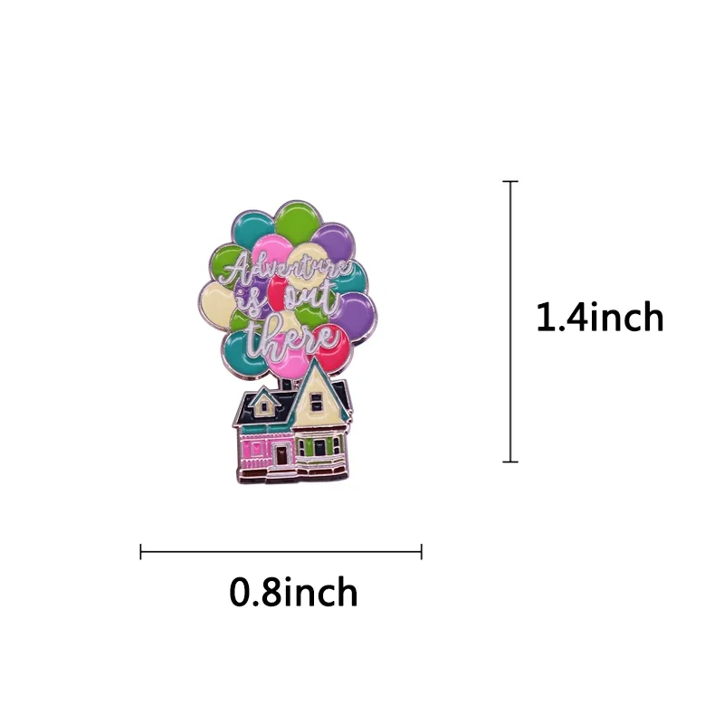 Adventure Is Out There Enamel Pin Flying House with Colorful balloons badge fantasy jewelry