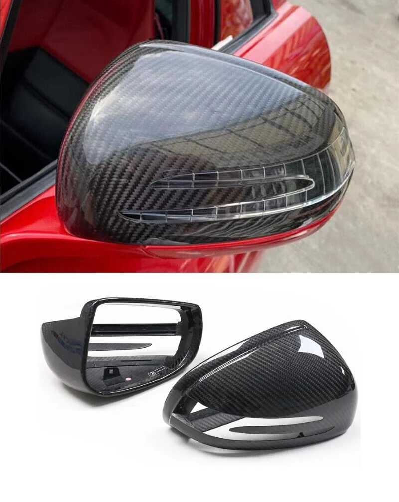 

2pcs Dry Carbon Fiber Replacement Style Review Mirror Cover Caps Fit For Mercedes Benz R172 SLK SLC SL AMG GT GTS GTR