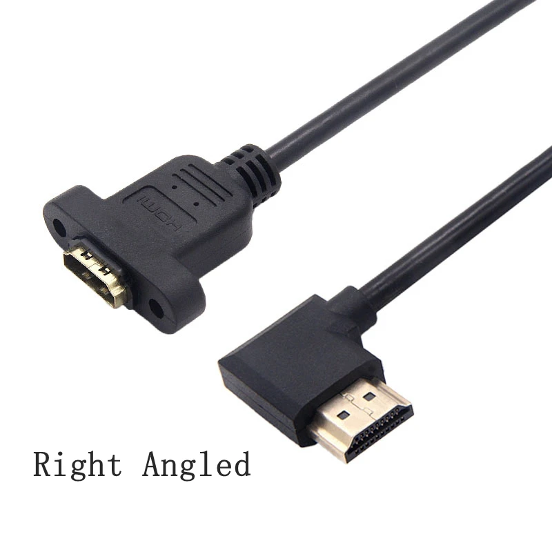 90 270 Degree HDMI-compatible A 1.4 19pin Male To HD A Type Female Extension Cable With Screw Hole Can Lock Panel Mount Cable