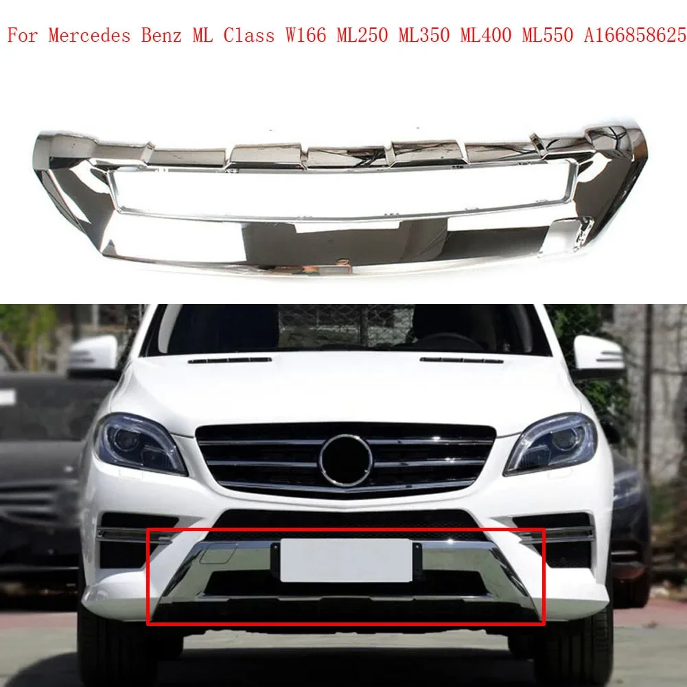 

For Mercedes Benz M ML W166 ML400 ML350 ML320 300 550 A1668858625 Front Bumper Lip Chrome Plating Chromium Chromed Trim Spoiler