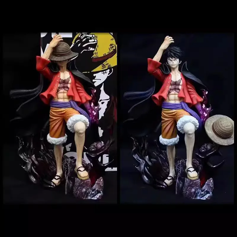 

Luffy Emperor GK Anime Figure 24.5cm PVC Statue Dual Head Sculpt Light Up Standing Scene Collectible Model Gift Limited Edition