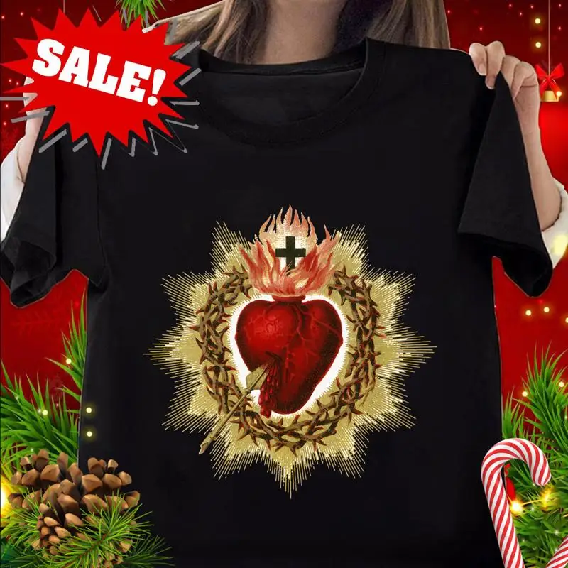 

Винтажная подарочная футболка с изображением искусства Священного Сердца Иисуса Art Christ