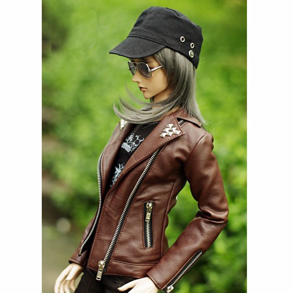 [wamami] 770# Black/Brown PU Leather Jacket Coat Outfit 1/4 MSD 1/3 DZ SD AOD BJD Dollfie