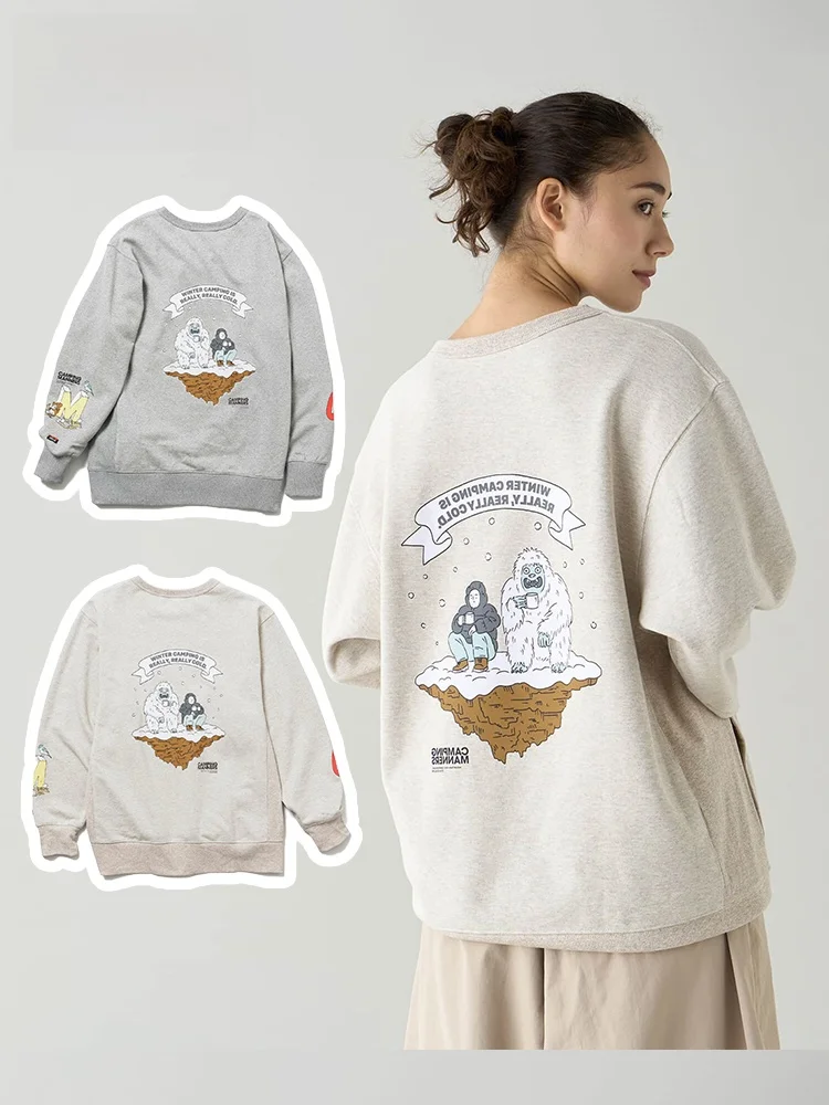 

Японская толстовка Nanga с тематическим принтом для активного отдыха, осенне-зимняя, с круглым вырезом, удлиненная, свободного кроя, с капюшоном