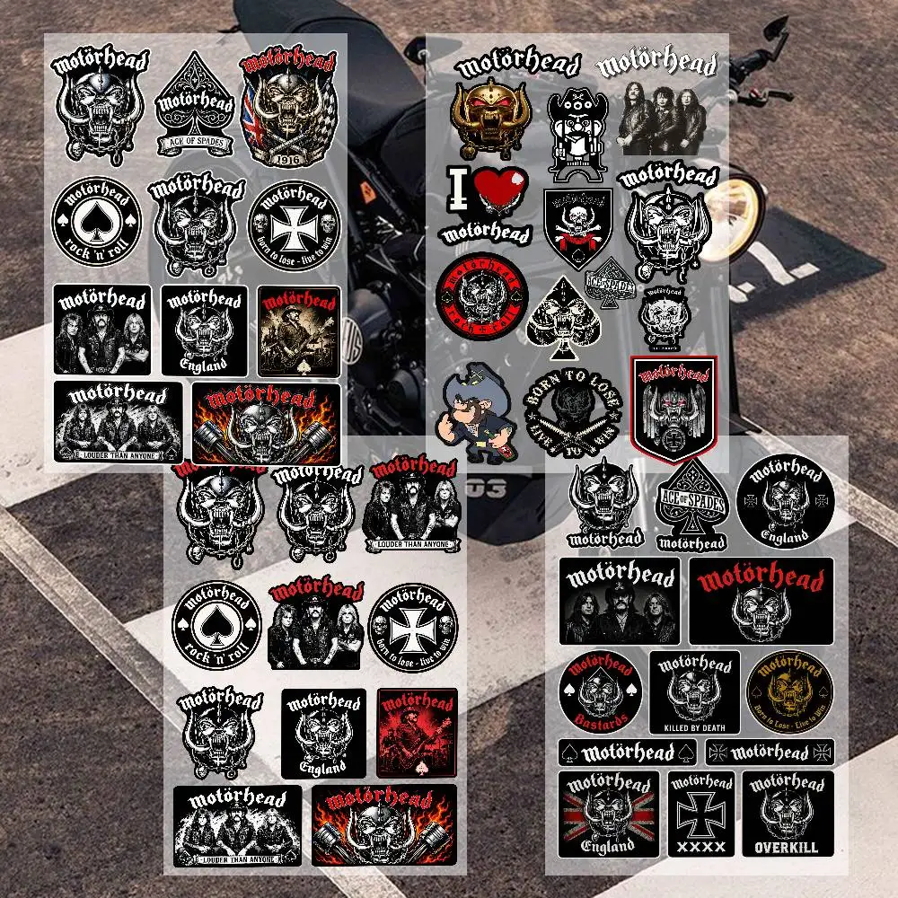 Biker Metal Hard Rock Decals Piston Fire Flame Spade Skull Metal For Vehicle Gear Case Luggage HelmetOrnament