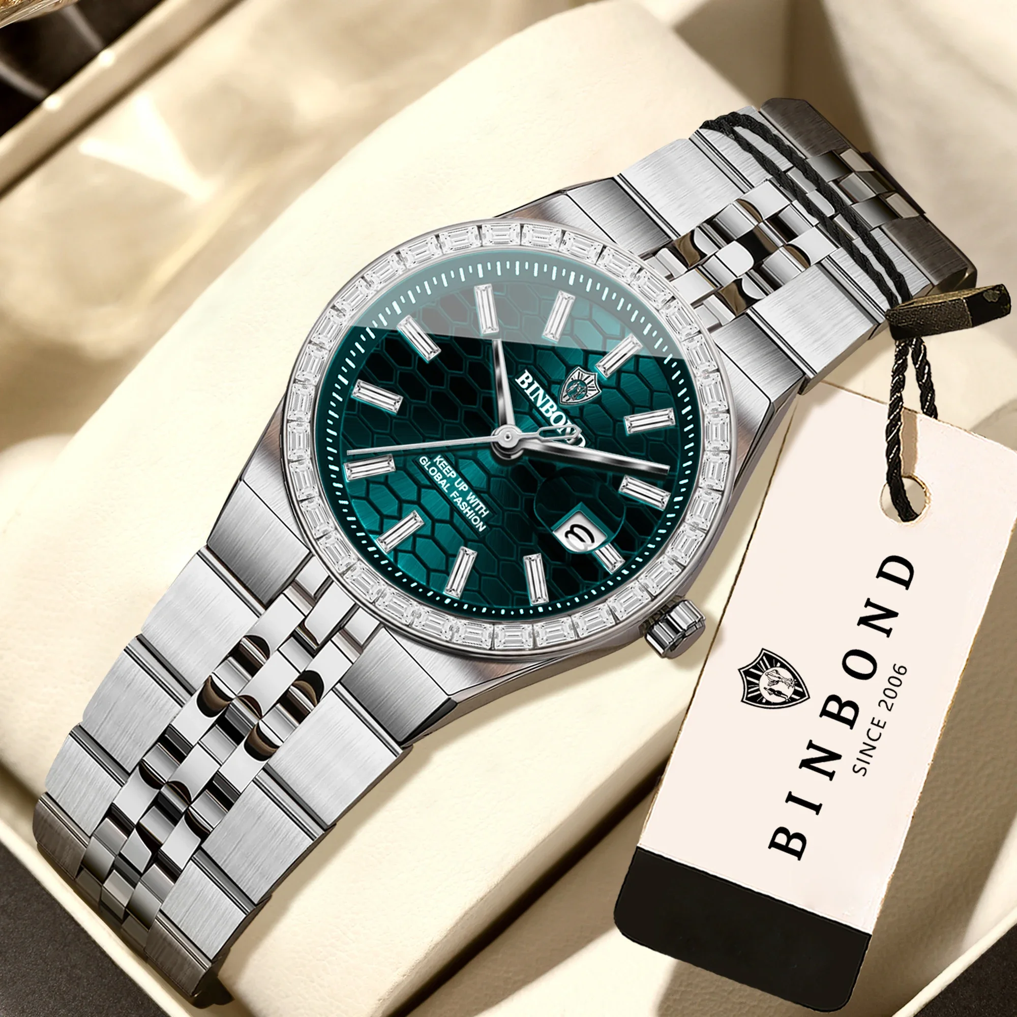 BINBOIND Fashion 7272 Women's Watch Stainless Steel Waterproof Automatic Date Elegant Women's Watch Luxury Original Quartz Watch