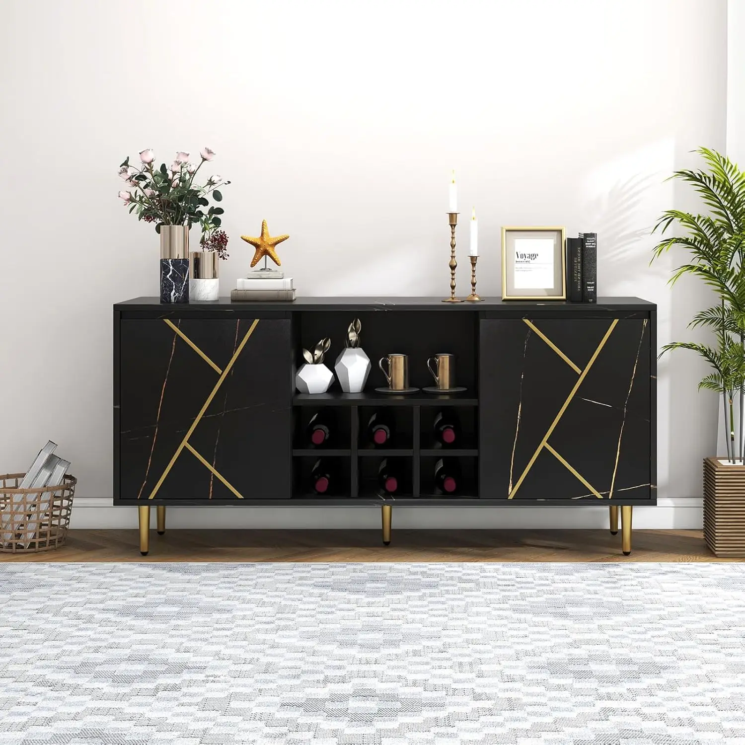 ！@Combohome Wooden Modern Tea Table and Cabinet Combination TV Stands