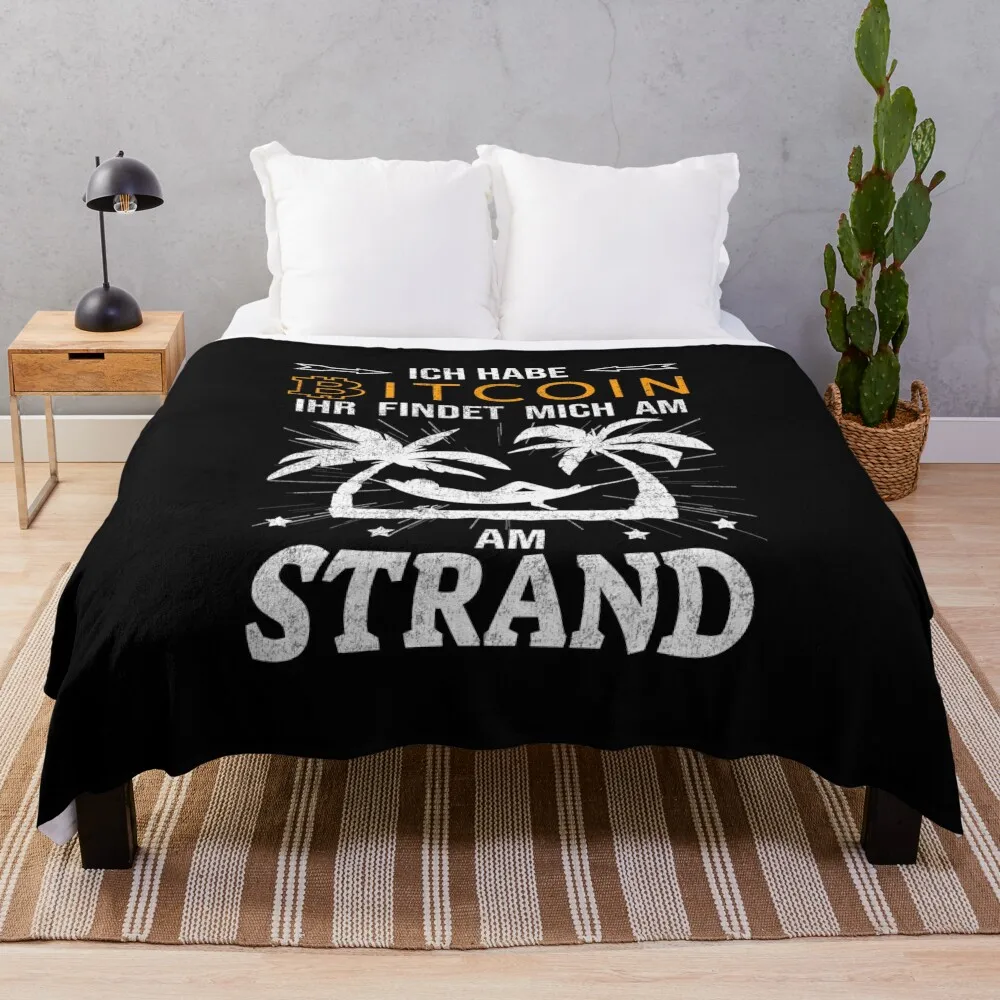 Bitcoin Crypto BTC - You will find me on the beach Throw Blanket Single Beach Bed linens Blankets