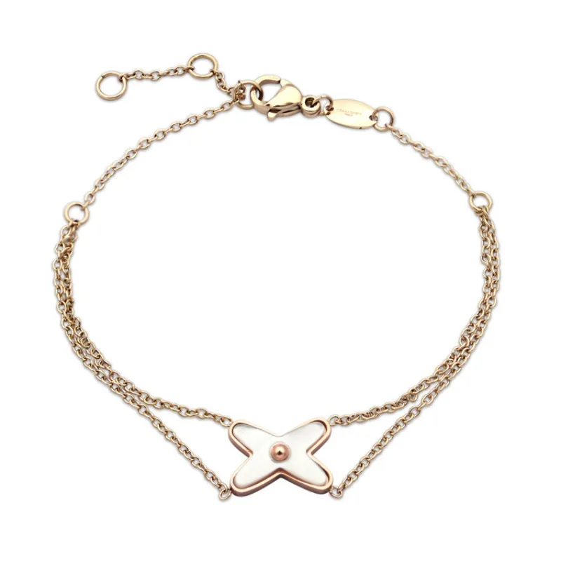 

Factory Price Direct Sales CHA Letter Cross Gray and White Shell Double-layer Bracelet, Paris Catwalk Women's Shell Bracelet