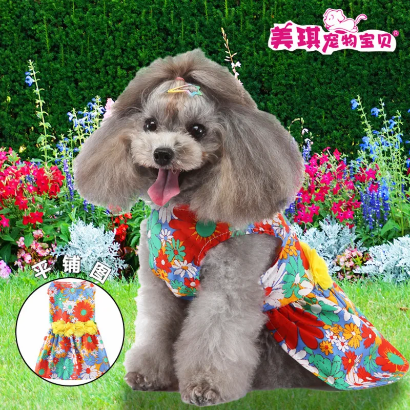 

Pet Spring/Summer Dress Flower Skirt Love Skirt Spring/Summer Dog Clothing Summer Dress Cat and Dog Clothing